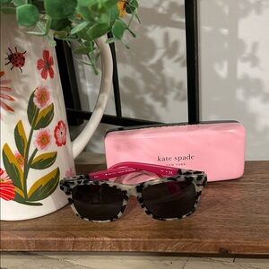 Kate Spade Black and White Sunglasses with Pink Case